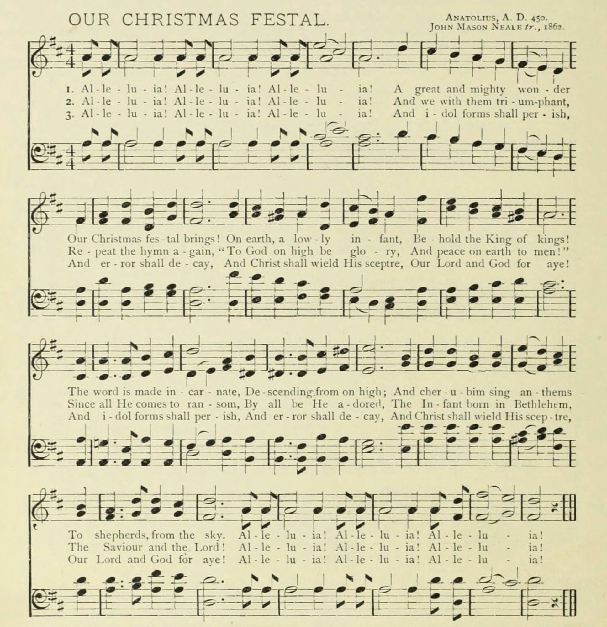 Our Christmas Festal Christmas in Song 1891 Canvas Art - (18 x 24)