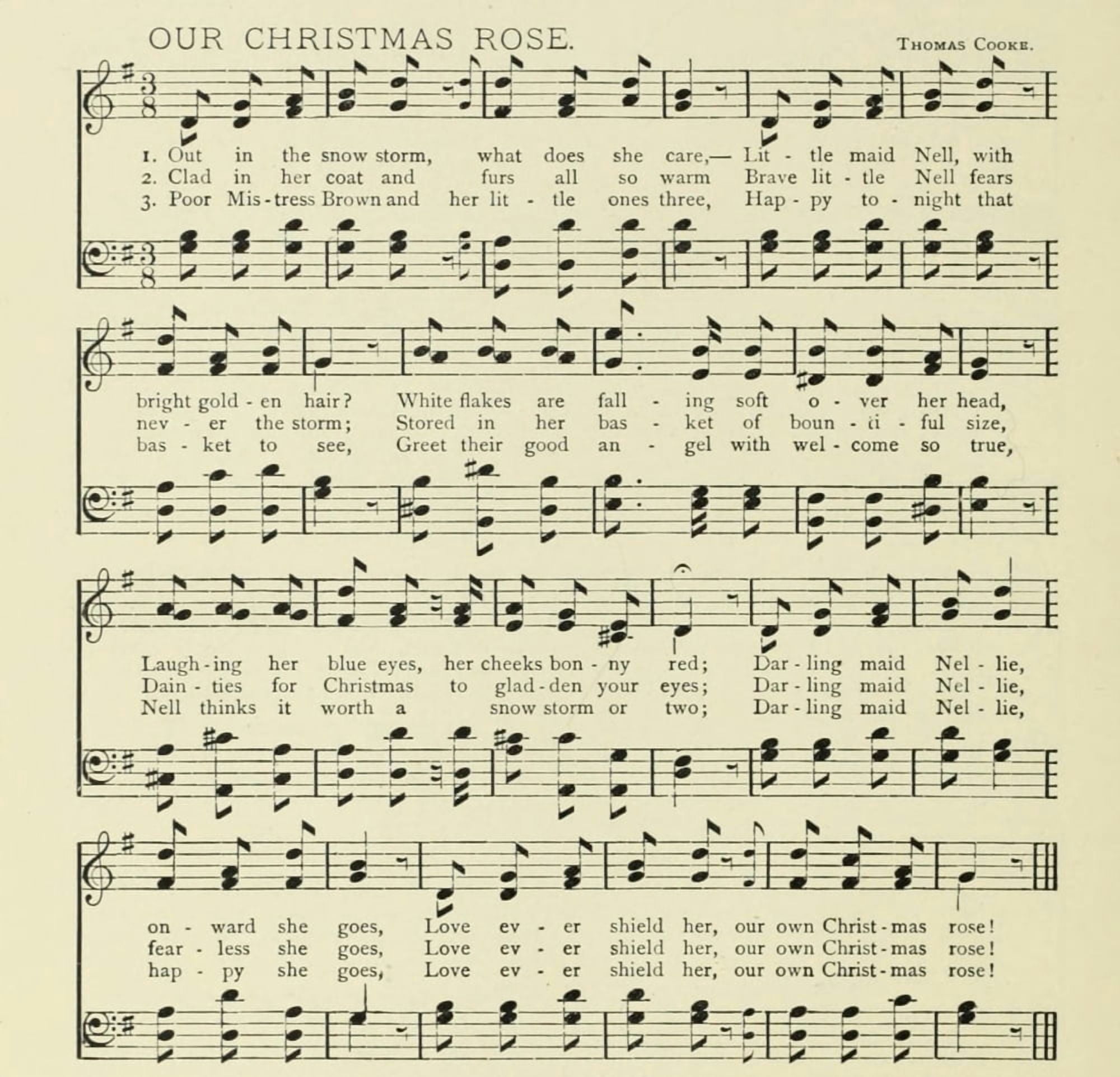 Our Christmas Rose Christmas in Song 1891 Canvas Art -  (18 x 24)