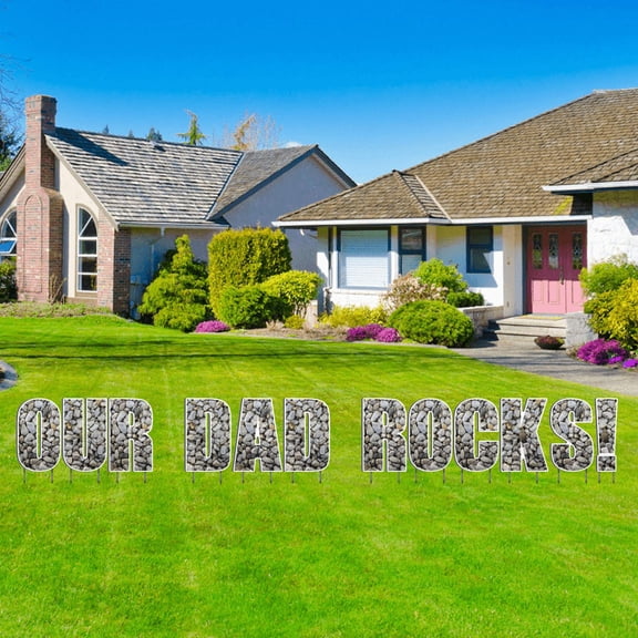 Our Dad Rocks! Lawn Display - Happy Fathers Day Lawn Sign - Yard decoration - Letters spell out Our Dad Rocks!