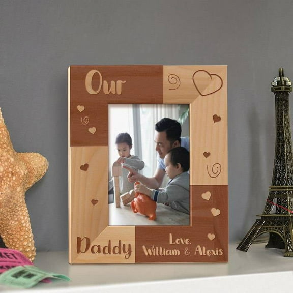 Our Daddy Personalized Wooden Picture Frame 3 1/2" x 5" Brown (Vertical)