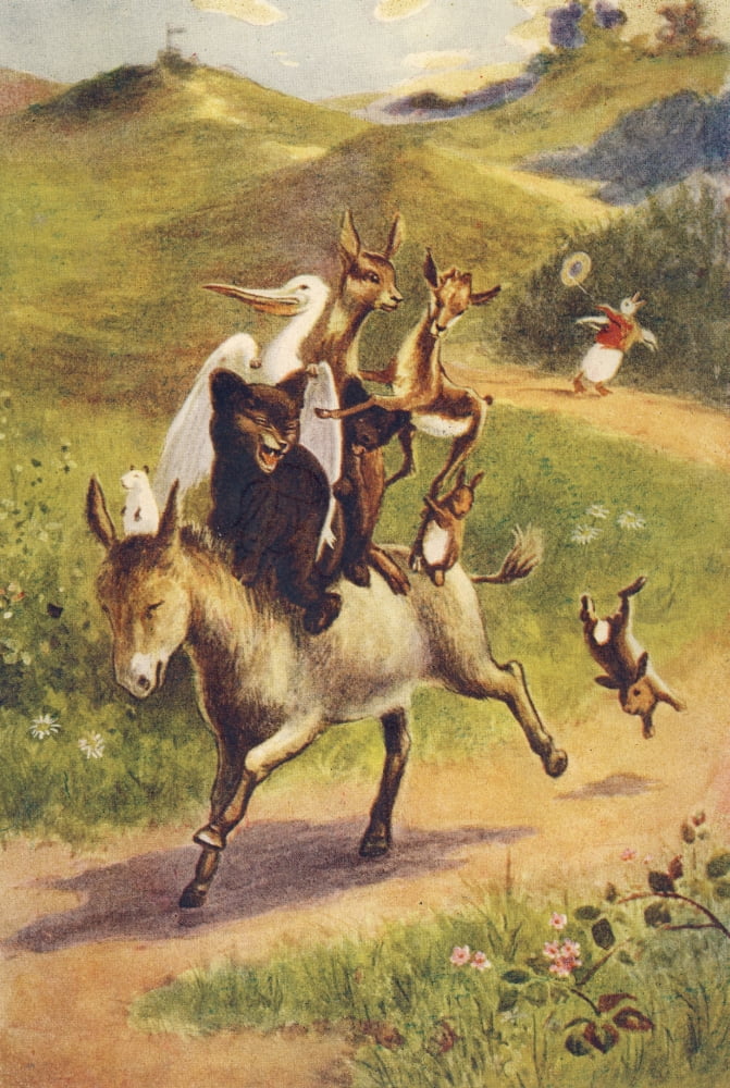 Our Darlings c1900 Donkey ride Canvas Art - Unknown (24 x 36)
