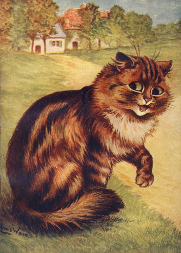 Our Darlings c1900 Long-haired tabby Canvas Art - Louis Wain (24 x 36)