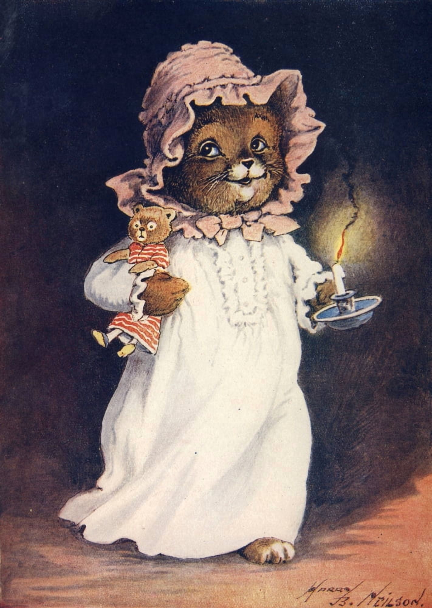 Our Darlings c1900 Ready for bed Canvas Art - Harry B Nielsen (18 x 24)