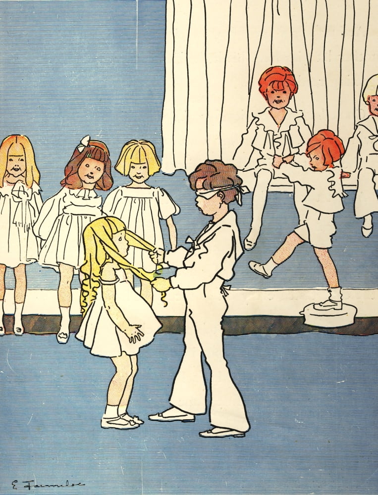 Our Darlings c1908 Blind mans bluff Canvas Art - Edith Farmiloe (24 x 36)