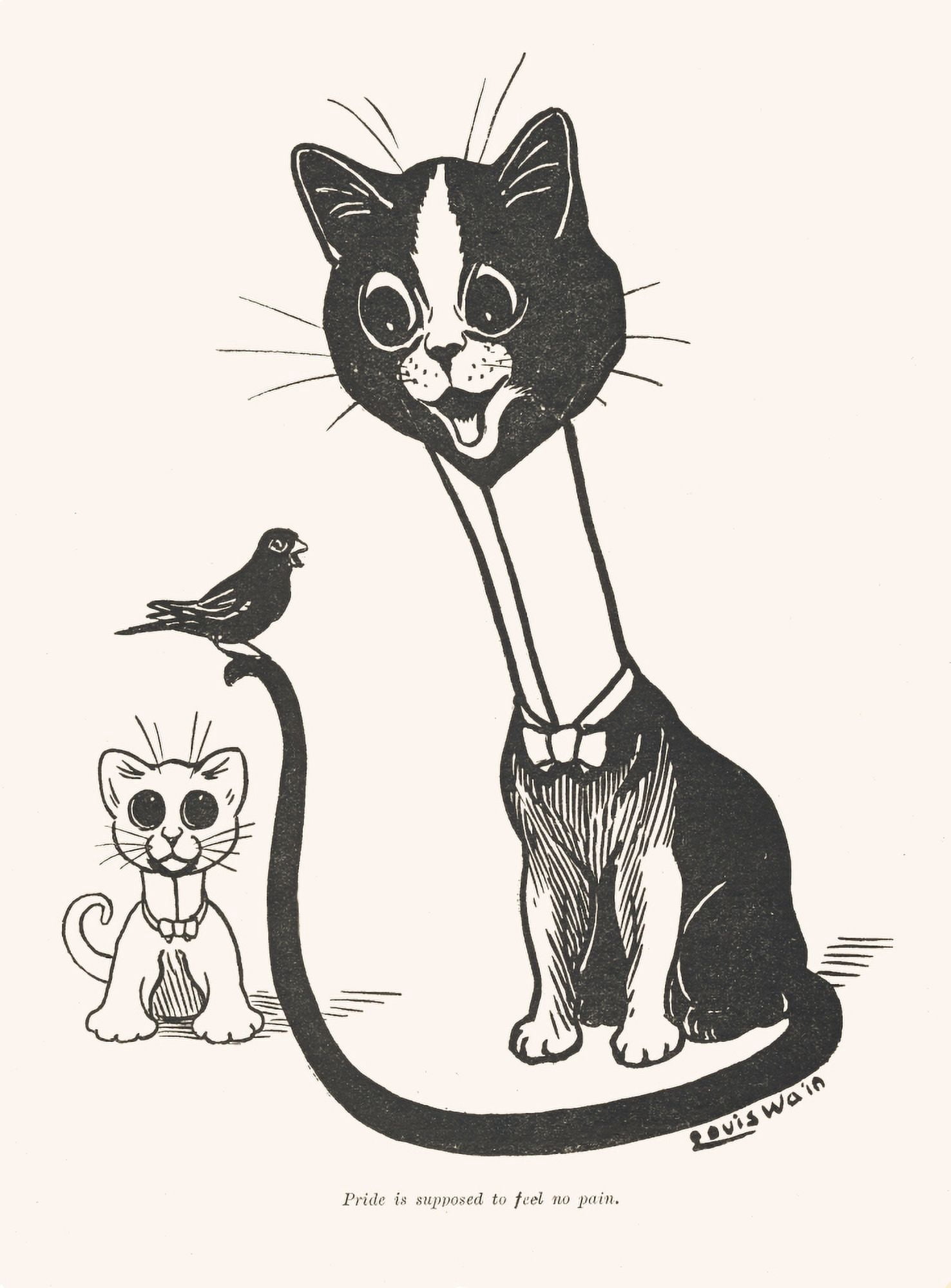 Our Darlings c1908 Cat with long neck Canvas Art - Louis Wain (18 x 24)