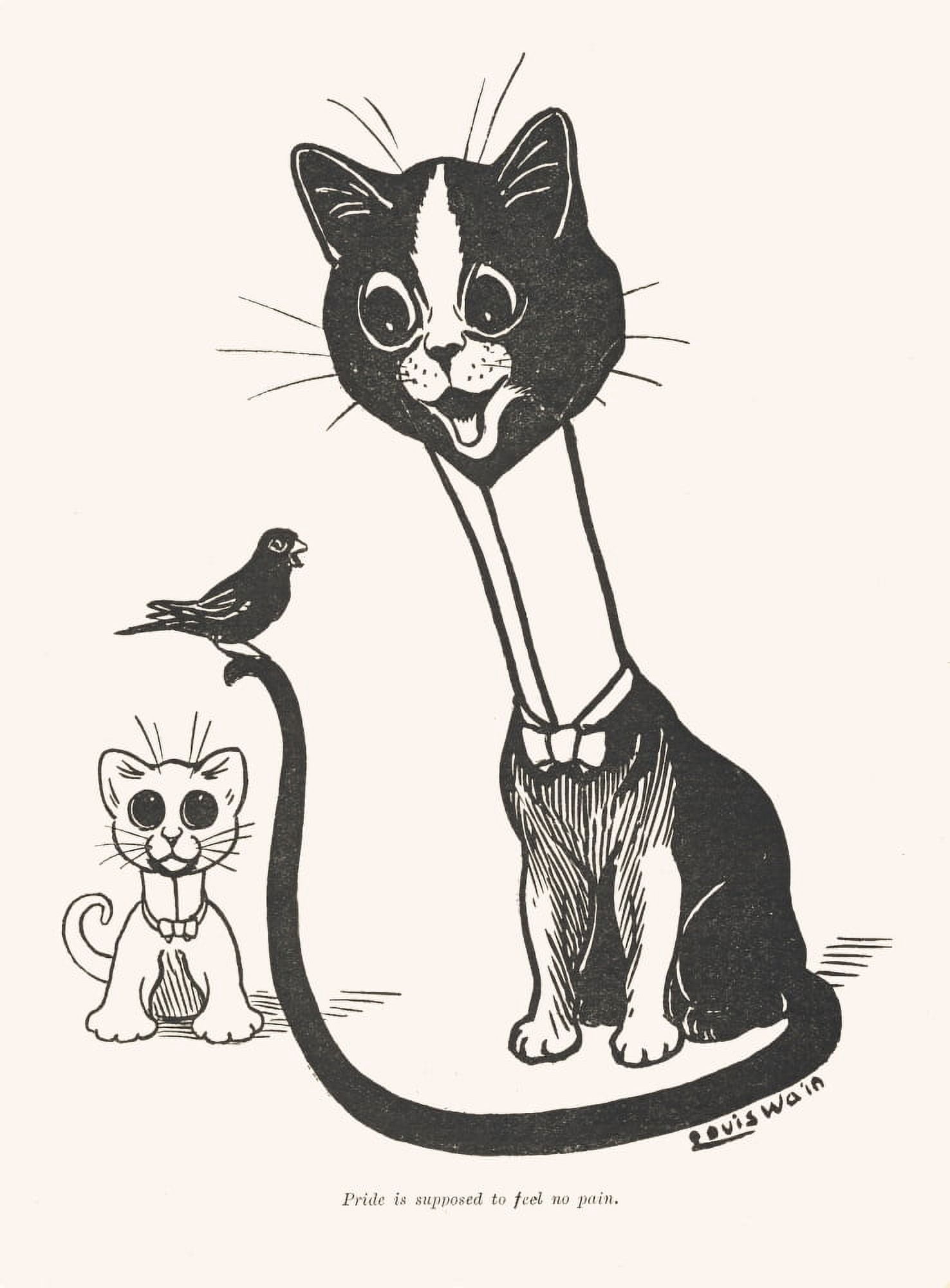 Our Darlings c1908 Cat with long neck Canvas Art - Louis Wain (24 x 36)