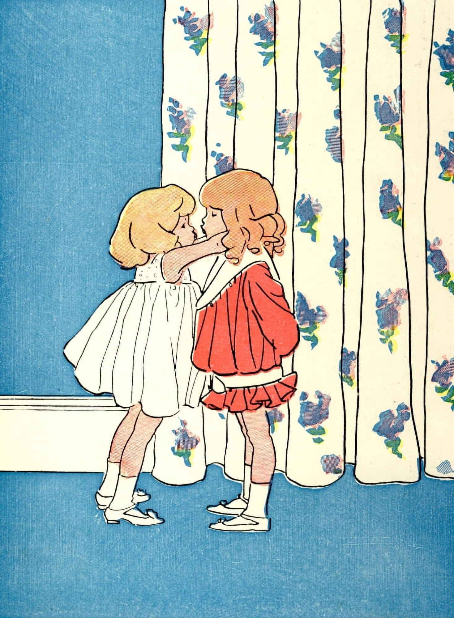 Our Darlings c1908 First kiss Canvas Art - Edith Farmiloe (18 x 24)