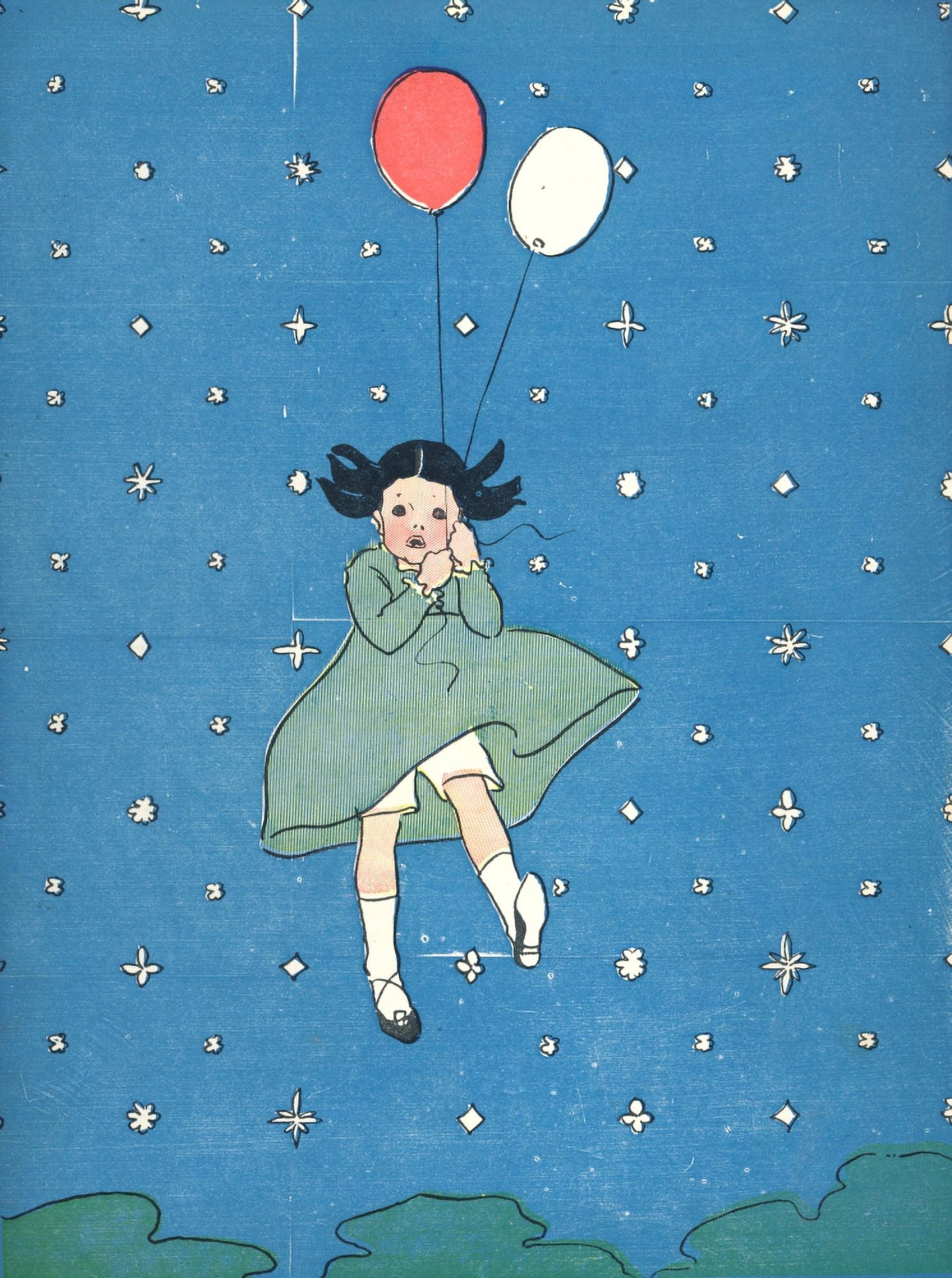 Our Darlings c1908 Flying with balloons Canvas Art - Edith Farmiloe (24 x 36)
