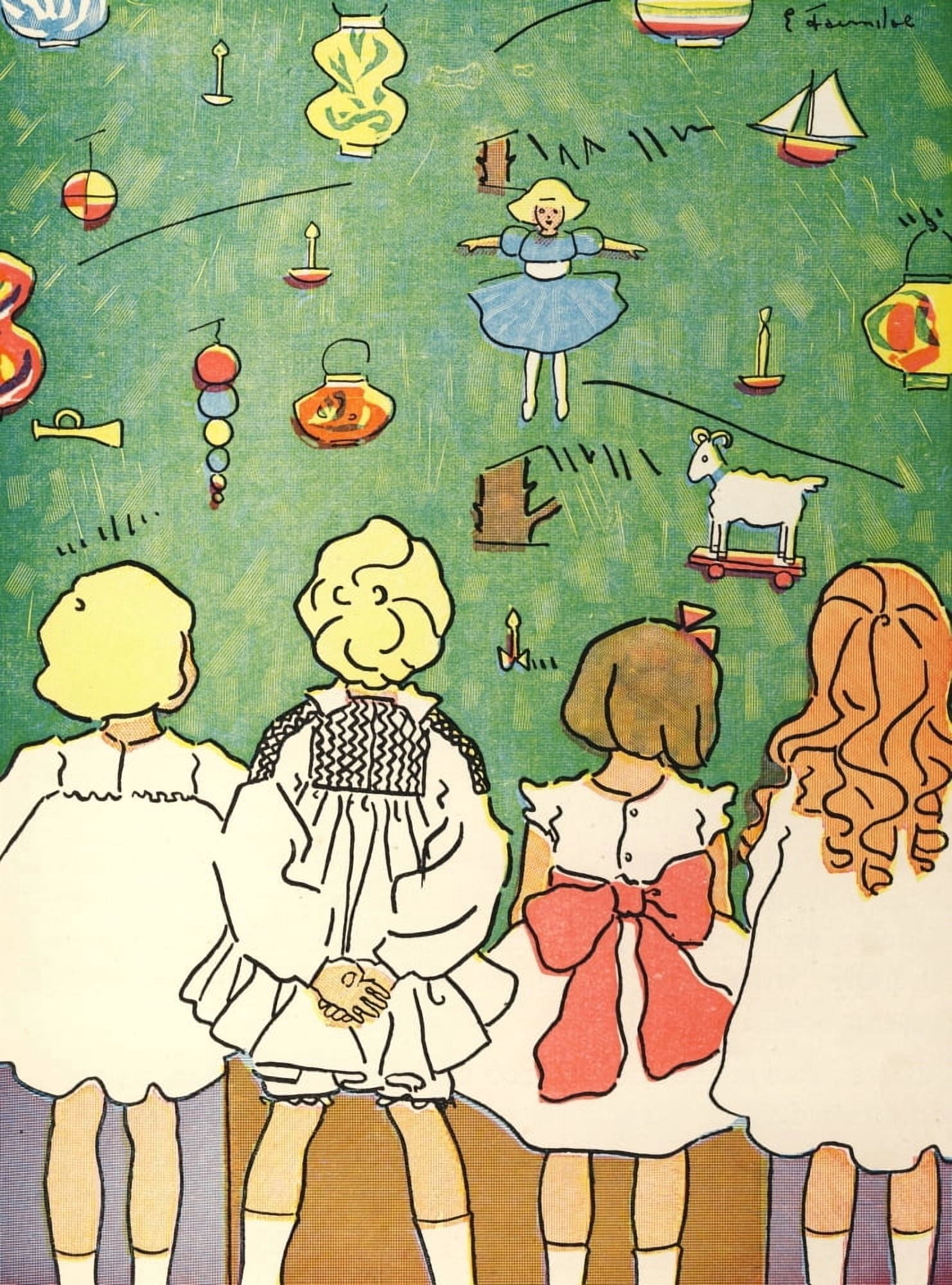 Our Darlings c1908 Presents on the tree Canvas Art - Edith Farmiloe (24 x 36)