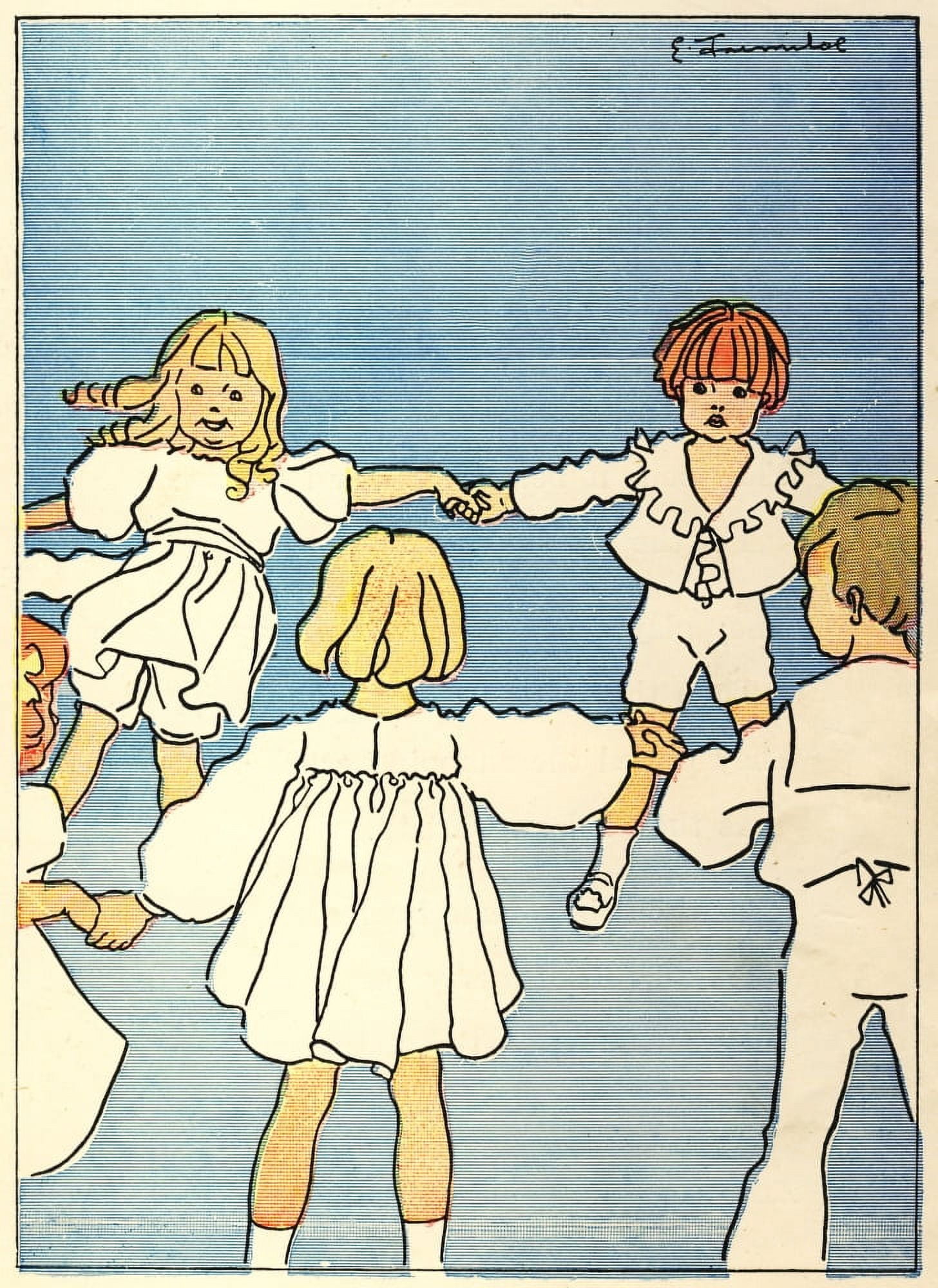 Our Darlings c1908 Ring a roses Canvas Art - Edith Farmiloe (24 x 36)