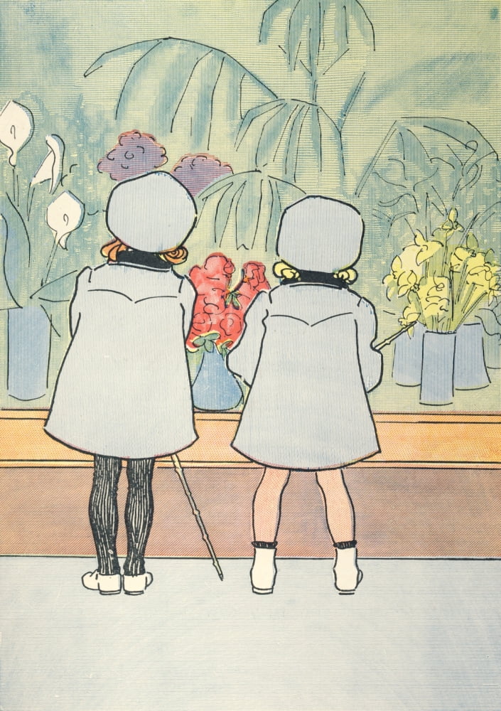 Our Darlings c1908 Window-shopping Canvas Art - Edith Farmiloe (24 x 36)