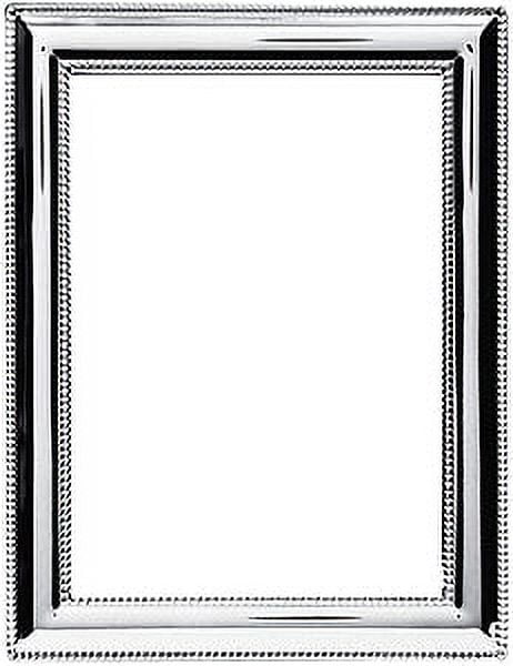 Polished Silver Double Border Bead 4x6 Glass Picture Frame