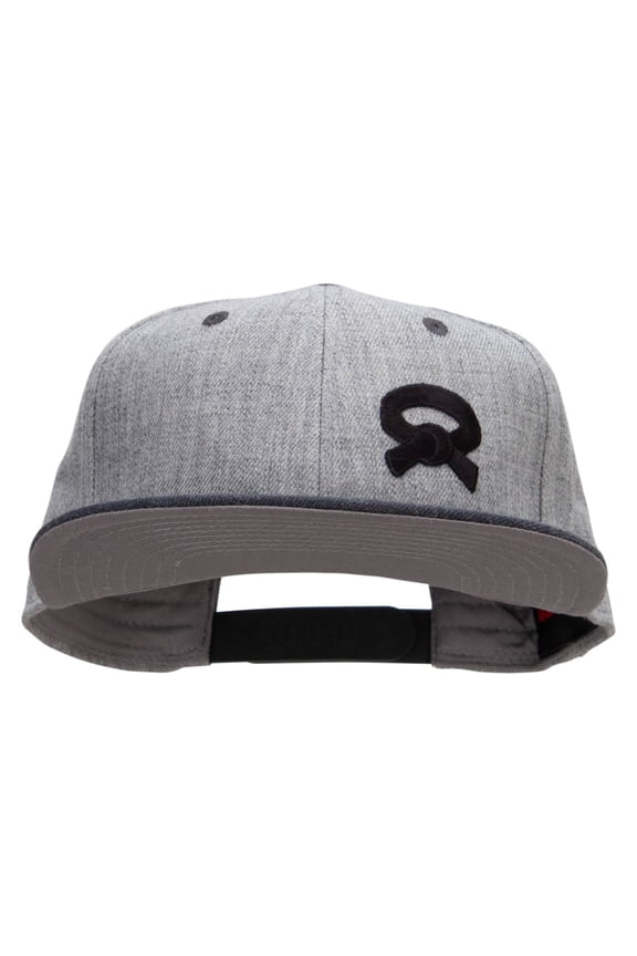 Our Embroidered Black Belt Patched Flat Bill Snapback Two Tone Cap - H Black Grey OSFM