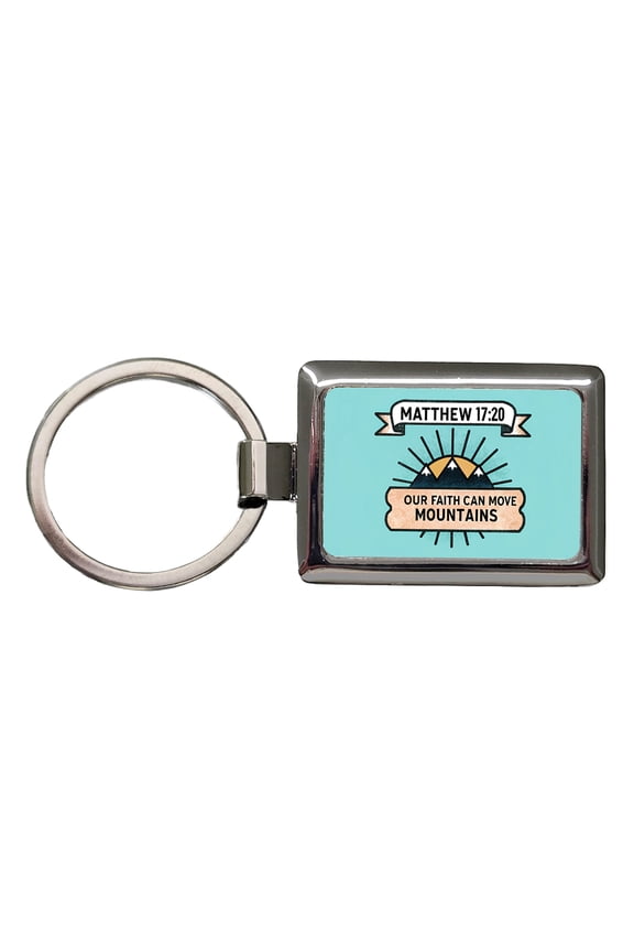 Our Faith Can Move Mountains Bible Metal Rectangle Keychain