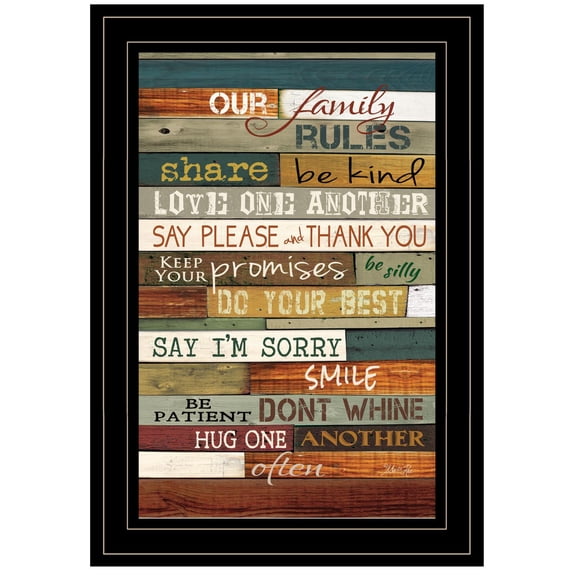 TrendyDecor4U Our Family Rules By Marla Rae Framed Print MA862F-704G