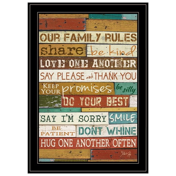 TrendyDecor4U Our Family Rules By Marla Rae Framed Print MA610-704G