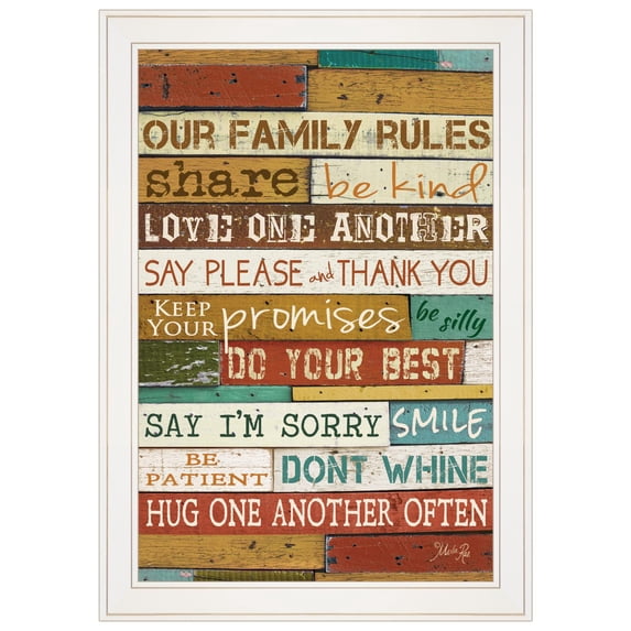 TrendyDecor4U Our Family Rules By Marla Rae Framed Print MA610-226G