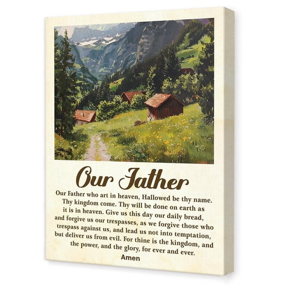 Our Father Prayer Wall Art,Religious Bible Verse Wall Decor,Scripture Canvas Wall Art for Christian Prayer Room Home Office Church