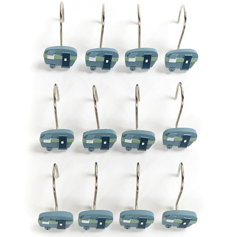 Vintage Camper Van Ceramic and Metal Shower Curtain Hooks Set of 12