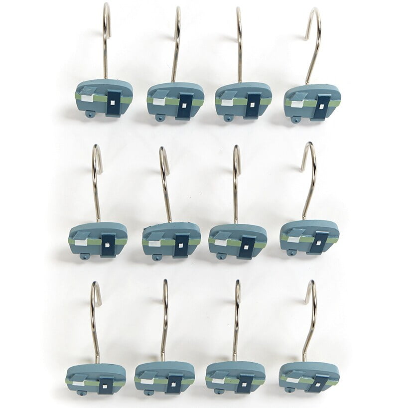Vintage Camper Van Ceramic and Metal Shower Curtain Hooks Set of 12