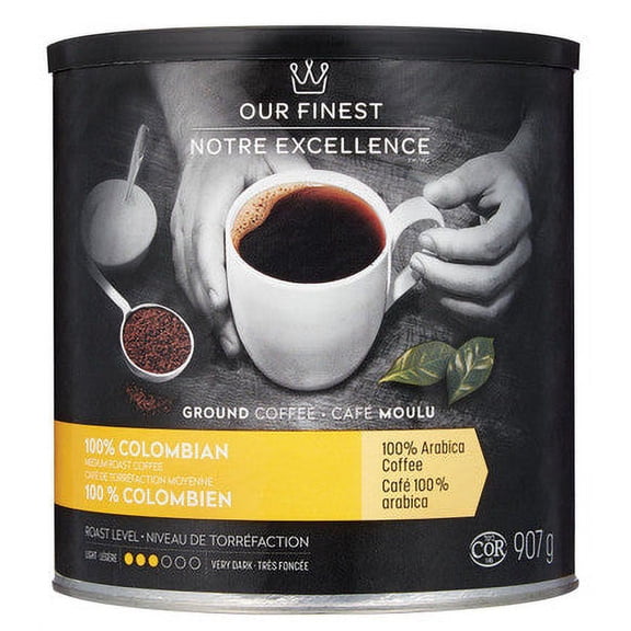 Our Finest, 100% Colombian Medium Roast Ground Coffee, 907g/32oz