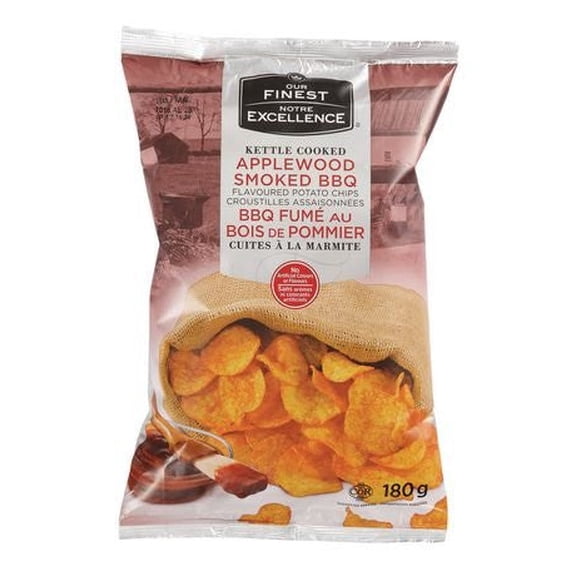 Our Finest Kettle Cooked Applewood Smoked BBQ Chips 180g (6.34 oz) | Premium Canadian Chips