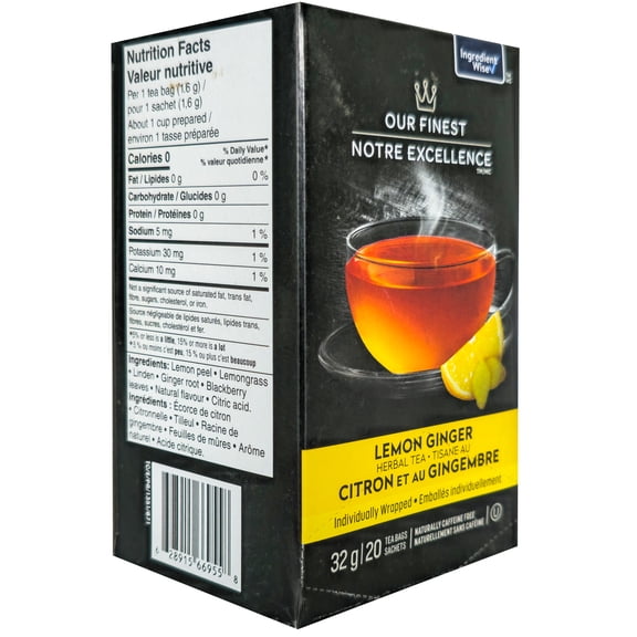Our Finest, Lemon Ginger Herbal Tea, 32g/1.1 oz., 20ct., {Imported from Canada}