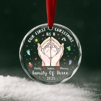 Our First Christmas Family of Three Ornament | Personalized Names & Baby Keepsake, Custom Family Christmas Decoration