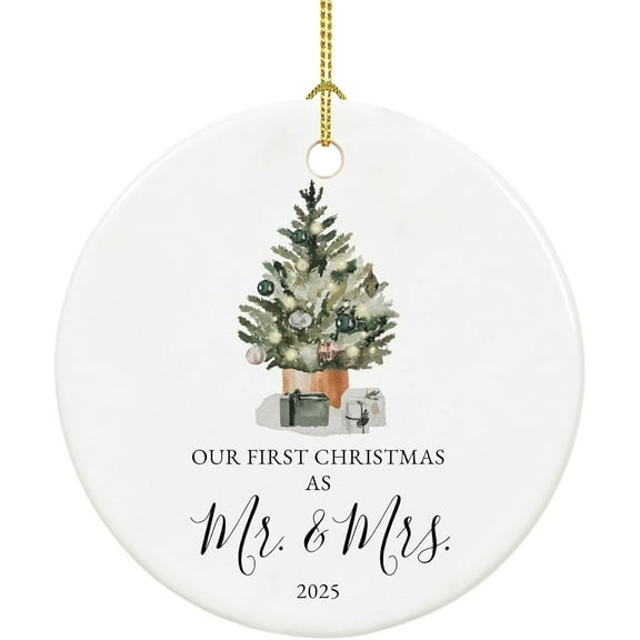 Our First Christmas Married Ornament 2025, Just Married Couple Ceramic Keepsake