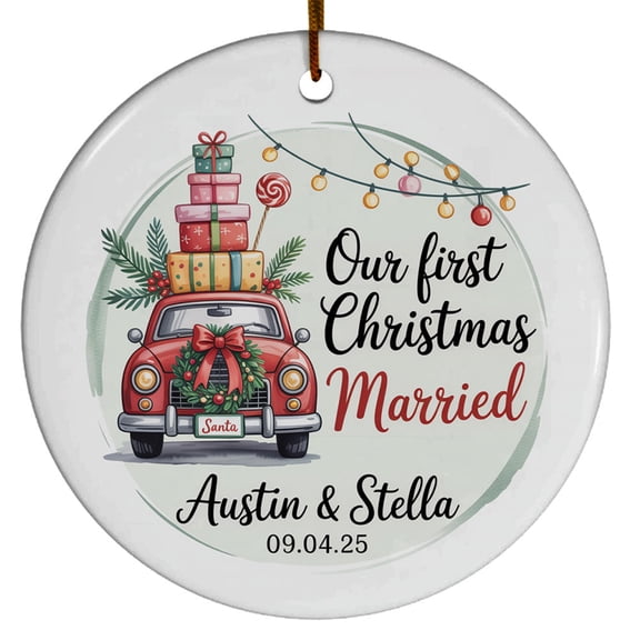 Our First Christmas Married Ornament Xmas Tree, Ornament 1st Christmas Married Gift for Mr Mrs Couple Wedding Engaged Housewarming