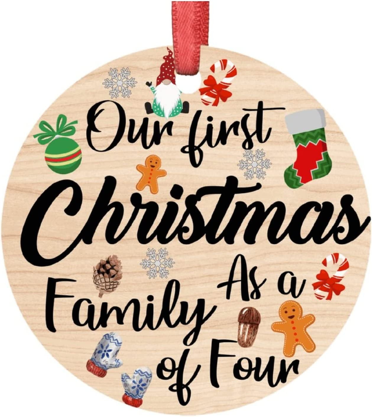 Our First Christmas Ornament Family of 4, Babys First Christmas