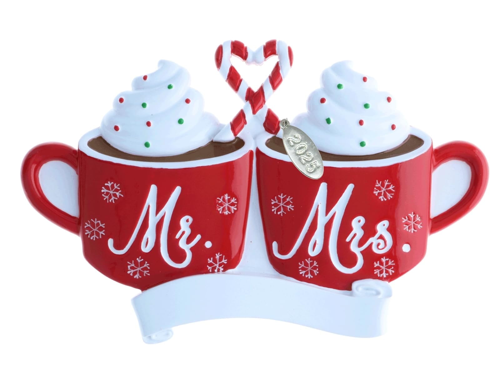 Customizable Mr. and Mrs. Red Resin Christmas Ornament