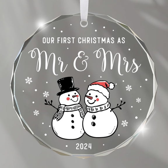 Our First Christmas Together Glass Ornament 2025, Wedding Couple Keepsake, Bridal Shower Gift for Newlyweds