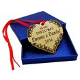 thumbnail image 1 of Our First Christmas as Mr & Mrs Custom Gift Personalized Heart Shape Christmas Ornament Wood Engraved Tree Hanging With Gift Box, 1 of 1