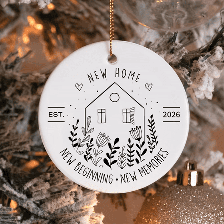 Our First Christmas in Our New Home Ornament 2026,Housewarming Gifts for New House, Ceramic Keepsake New Home Christmas Ornaments with Ribbon