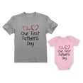 thumbnail image 1 of Our First Father's Day Dad & Baby Matching Set Infant Bodysuit & Men's T-Shirt Dad Gray X-Large / Baby Pink 12M (6-12M), 1 of 7