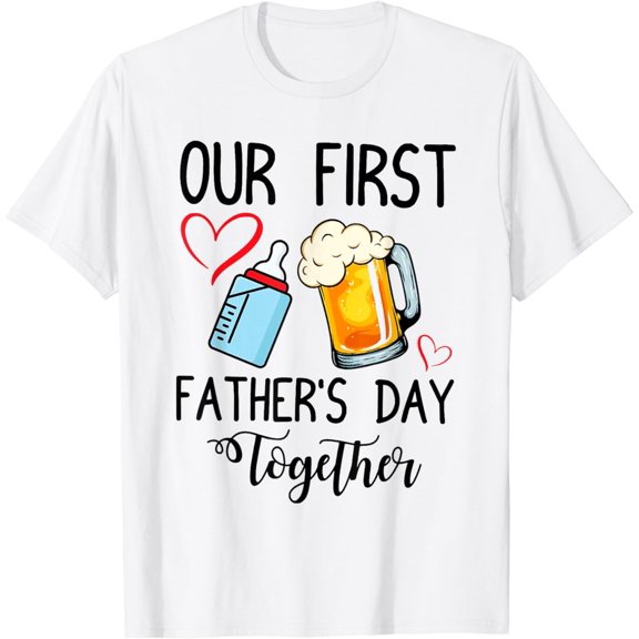 Our First Father's Day Milk Vs Beer Together Dahter's Day T-Shirt