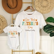 TEEZWORLD Our First Father’s Day Shirt, 1st Father’s Day Outfit, Custom Matching Daddy And Me Tee, Daddy And Kids Shirts, New Dad Father’s Day Shirt