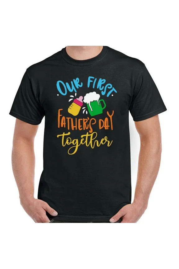 Our First Fathers Day New Dad Family Love Celebration Unisex T-Shirt, up to size 5XL