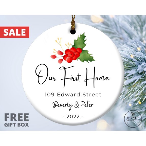 Our First Home Ornament, Personalized New Home Christmas Ornament, Custom Housewarming Gift, Our First Home Gift, Realtor Closing Gift