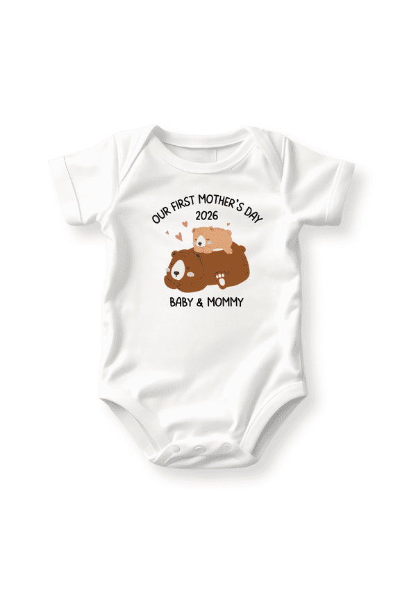 Our First Mother's Day Baby Bodysuit, Newborn Outfit, Baby Clothes, Gift for Children 12m White