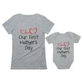 thumbnail image 1 of Our First Mother's Day Outfit For Mom & Baby Matching Set Bodysuit & Women Shirt Mom Gray Medium / Baby Gray 6M (3-6M), 1 of 7