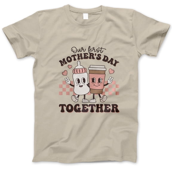 Our First Mother's Day Together T-Shirt – Cute Baby Bottle and Coffee Cup Graphic Tee, New Mom and Baby Gift, Sweet Mother's Day Matching Shirt