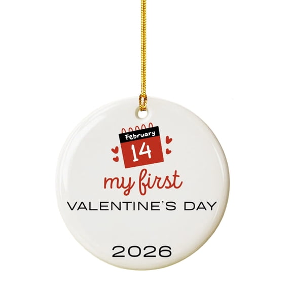 "Our First Valentine's " Couple Ornament Custom Chibi Style Keepsake For Newlyweds Dating Anniversary