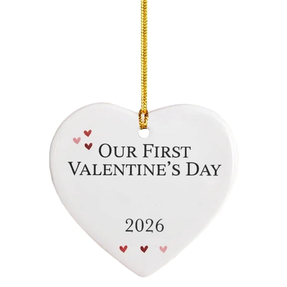 "Our First Valentine's " Couple Ornament Custom Chibi Style Keepsake For Newlyweds Dating Anniversary