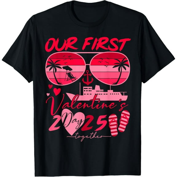 Our First Valentine's Day Together 2025 Matching Couples T-Shirt