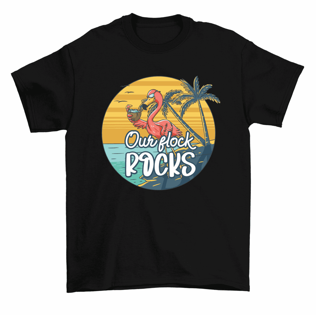 Our Flock Rocks Flamingo Family Vacation Mother's Day T-Shirt Men Women ...