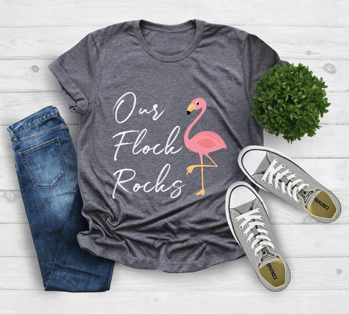 Our Flock Rocks Flamingo, Flamingo Shirt, Flamingo T-Shirt, Flamingo ...