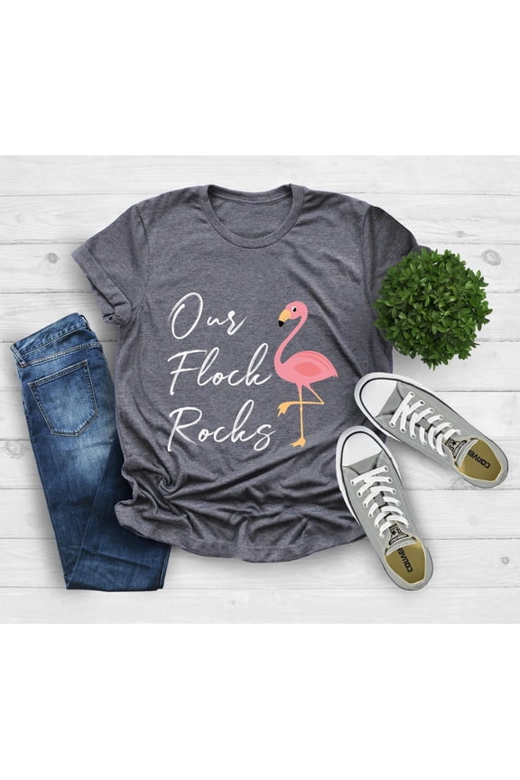 Our Flock Rocks Flamingo, Flamingo Shirt, Flamingo T-Shirt, Flamingo Women, Shirt For Mother, Flamingo Lovers, Summer Shirts All Size S-5Xl