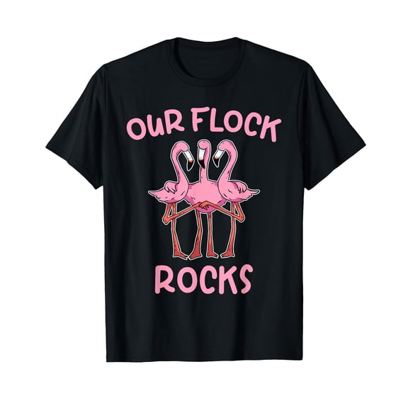 Our Flock Rocks Flamingo Matching Family Vacation Group T-Shirt